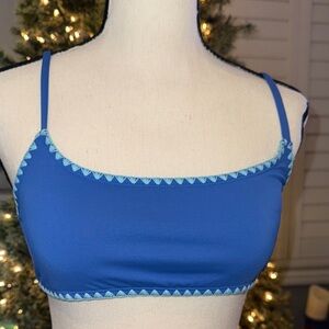 Cotton:On Stylish Blue Bandeau with Patterned Trim Top